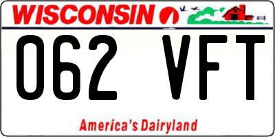 WI license plate 062VFT