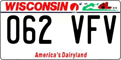 WI license plate 062VFV