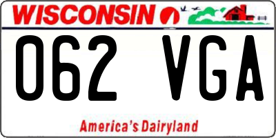 WI license plate 062VGA