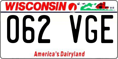 WI license plate 062VGE