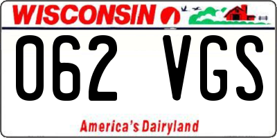 WI license plate 062VGS