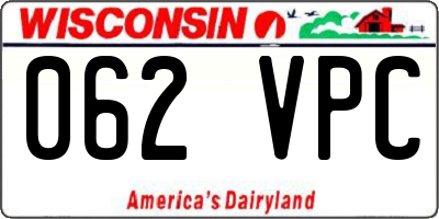 WI license plate 062VPC
