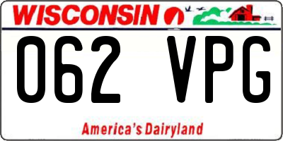 WI license plate 062VPG