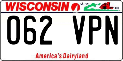 WI license plate 062VPN