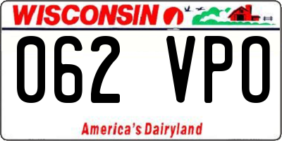 WI license plate 062VPO