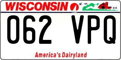 WI license plate 062VPQ