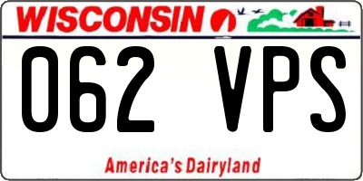 WI license plate 062VPS