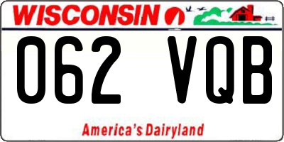 WI license plate 062VQB