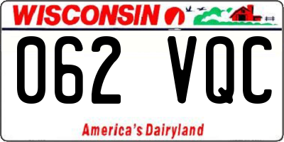 WI license plate 062VQC