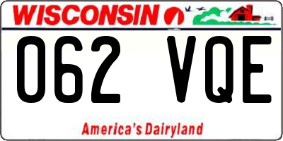 WI license plate 062VQE