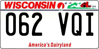 WI license plate 062VQI