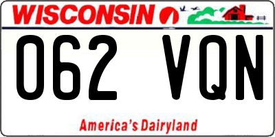 WI license plate 062VQN