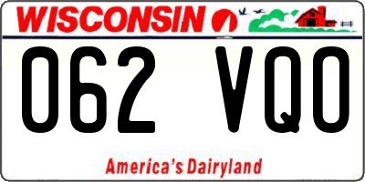 WI license plate 062VQO