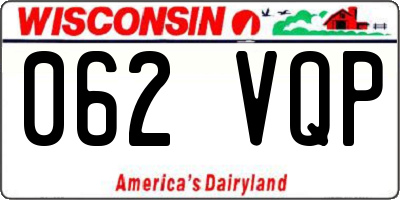 WI license plate 062VQP