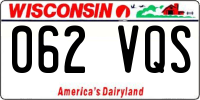 WI license plate 062VQS