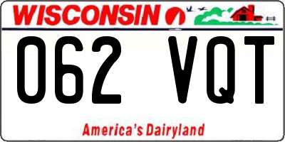 WI license plate 062VQT