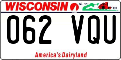 WI license plate 062VQU