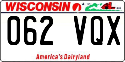WI license plate 062VQX