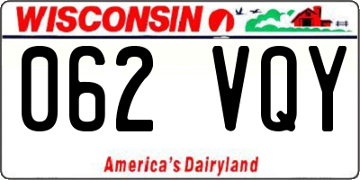 WI license plate 062VQY