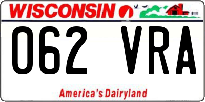 WI license plate 062VRA