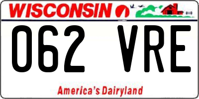 WI license plate 062VRE