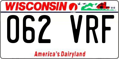 WI license plate 062VRF
