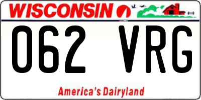 WI license plate 062VRG