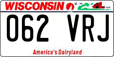 WI license plate 062VRJ
