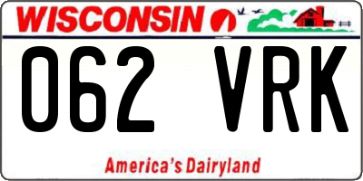 WI license plate 062VRK