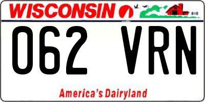 WI license plate 062VRN
