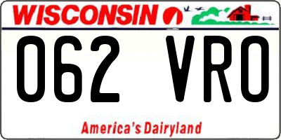 WI license plate 062VRO
