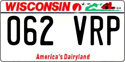 WI license plate 062VRP