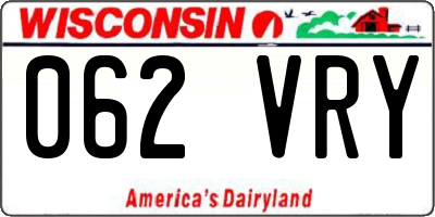 WI license plate 062VRY