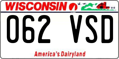 WI license plate 062VSD