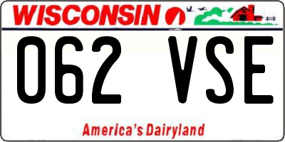 WI license plate 062VSE