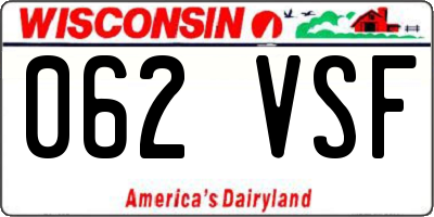 WI license plate 062VSF