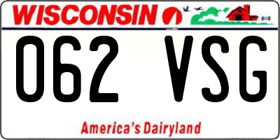WI license plate 062VSG