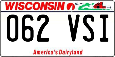 WI license plate 062VSI