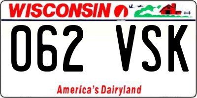 WI license plate 062VSK