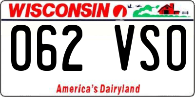 WI license plate 062VSO