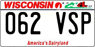 WI license plate 062VSP