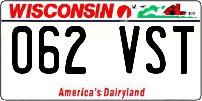 WI license plate 062VST