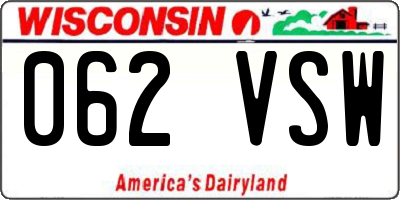 WI license plate 062VSW