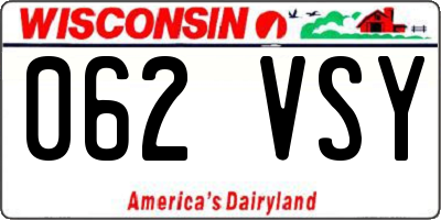 WI license plate 062VSY