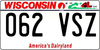 WI license plate 062VSZ