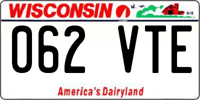WI license plate 062VTE