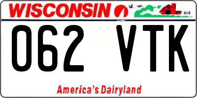 WI license plate 062VTK