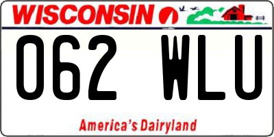 WI license plate 062WLU