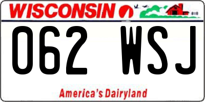 WI license plate 062WSJ