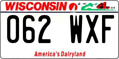 WI license plate 062WXF